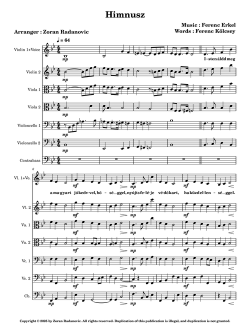 Himnusz - hungarian national anthem (Arr. Zoran Radanovic (ARTISJUS)) - Ferenc Erkel Ferenc Kölcsey (String Ensemble)