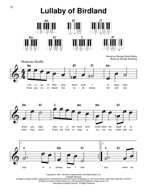 Lullaby Of Birdland - George David Weiss (Super Easy Piano)