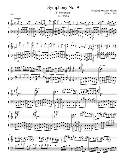 Symphony No.9, K.73/75a 1st Movement – Wolfgang Amadeus Mozart