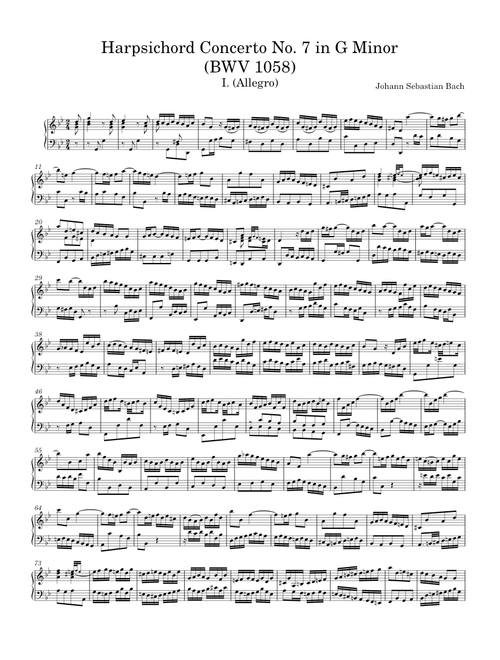 Harpsichord Concerto No.7 in G minor, BWV 1058 – Johann Sebastian Bach