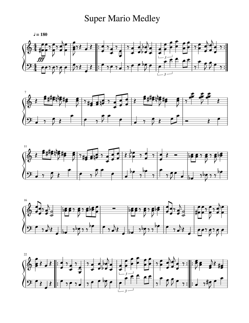 Super Mario Medley Sheet music for Piano (Solo) | Musescore.com