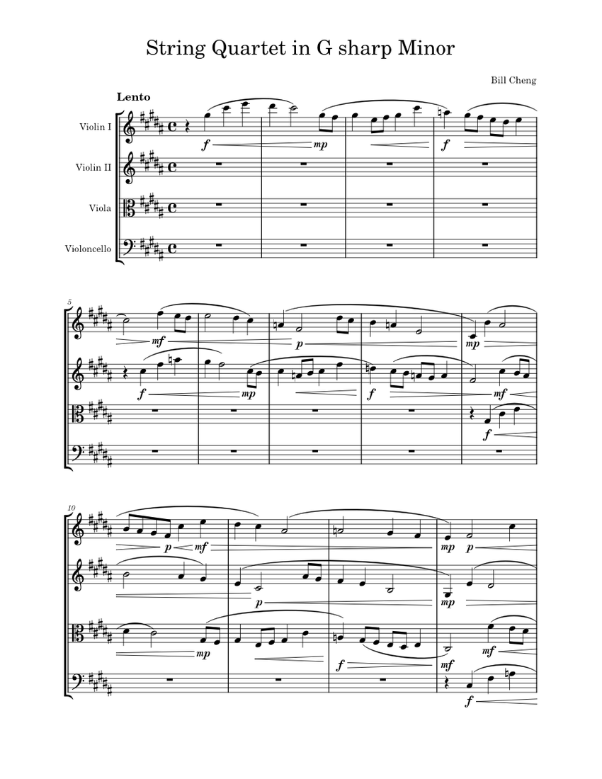 A Short String Quartet Sheet music for Violin, Viola, Cello (String