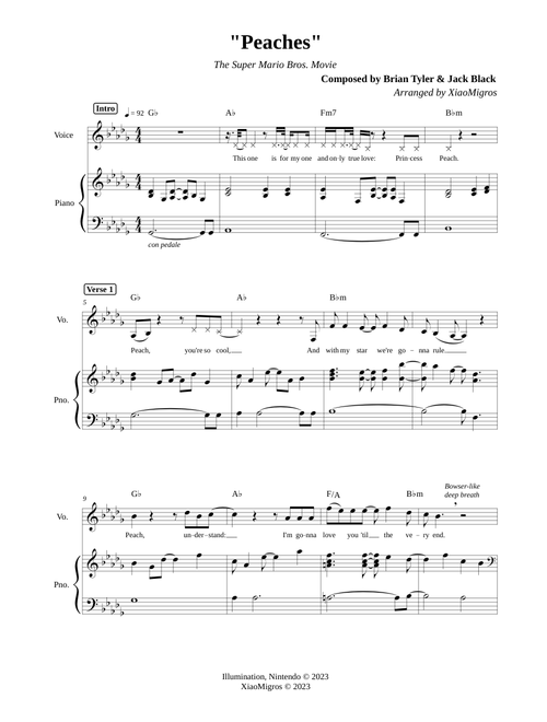 Peaches - The Super Mario Bros. Movie | Piano-Voice Combo with Chords