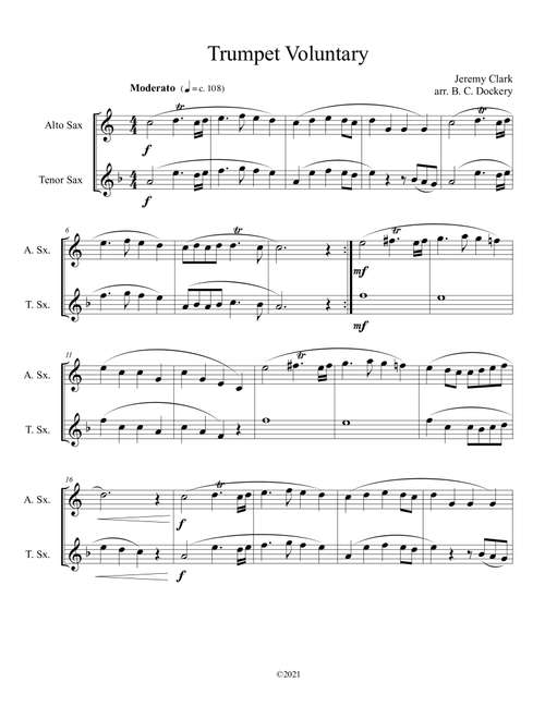Trumpet Voluntary (Alto and Tenor Sax Duet) (Arr. B. C. Dockery) - Jeremy Clark (Instrumental Duet)