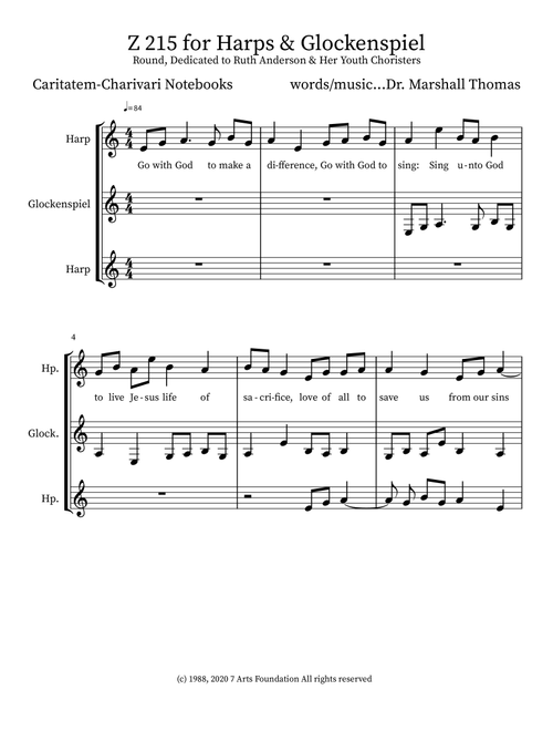 Z 215 for Harps & Glockenspiel - Celebrity Chamber Players (Small Ensemble)