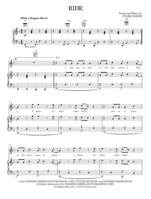 Ride - Twenty One Pilots, Tyler Joseph (Piano-Vocal-Guitar)