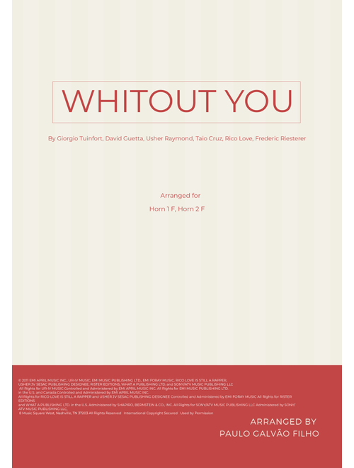 Without You (Arr. Paulo Galvao Filho) - David Guetta Featuring Usher (Instrumental Duet)