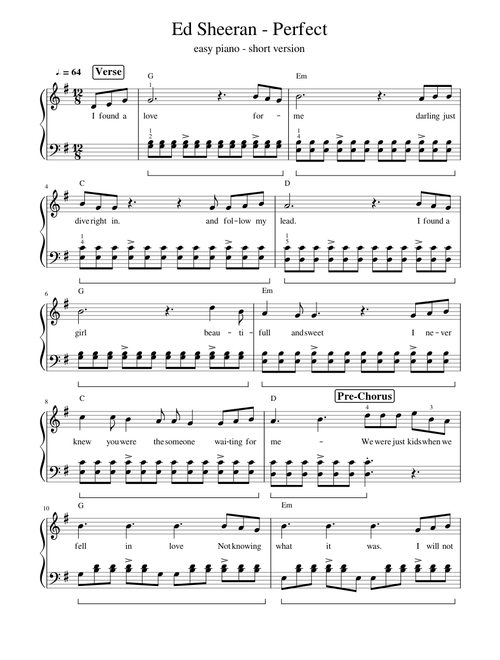 Ed Sheeran - Perfect - Easy Piano