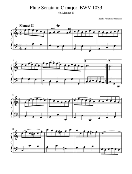 Bach, Johann Sebastian - BWV 1033 4b. Menuet Ⅱ