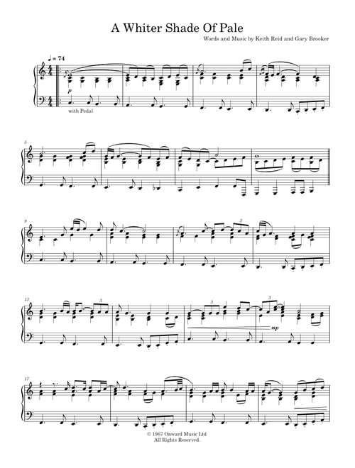 A Whiter Shade of Pale - Procol Harum (Piano Solo)