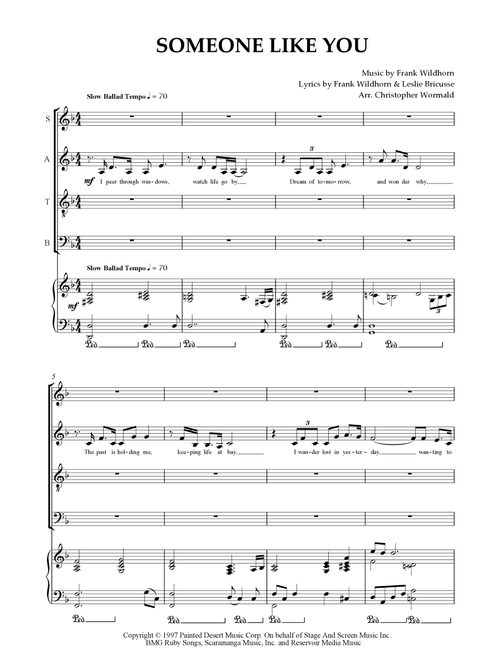 Someone Like You (Arr. Christopher Wormald) - Linda Eder (Choral, SATB)