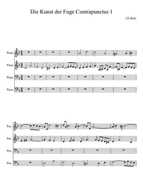 Bach: Die Kunst der Fuge Contrapunctus 1 (BWV 1080)