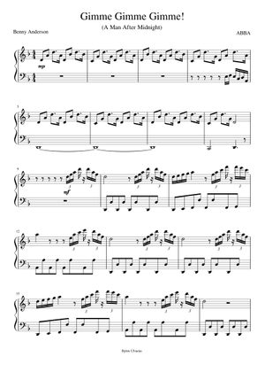 ABBA - Gimme! Gimme! Gimme! - Piano Sheet Music Sheet Music