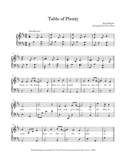 Table of plenty – Dan Schutte