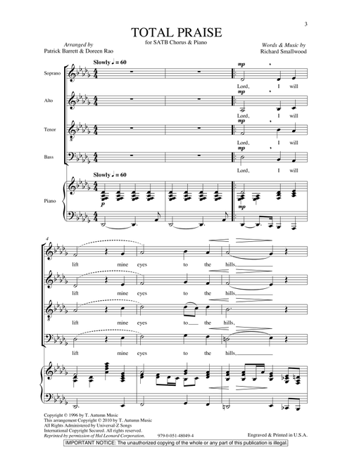 Total Praise (Arr. Doreen Rao) - Richard Smallwood (Choral, SATB)