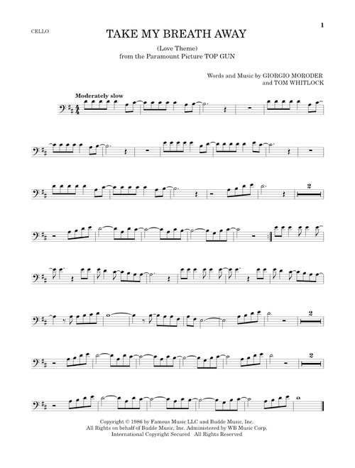 Take My Breath Away (Love Theme) - Berlin, Jessica Simpson (Cello Solo)