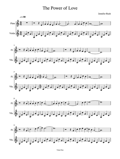 The Power Of Love (Arr. Nia Squirrell, Vittari Duo) - Laura Brannigan (Instrumental Duet)