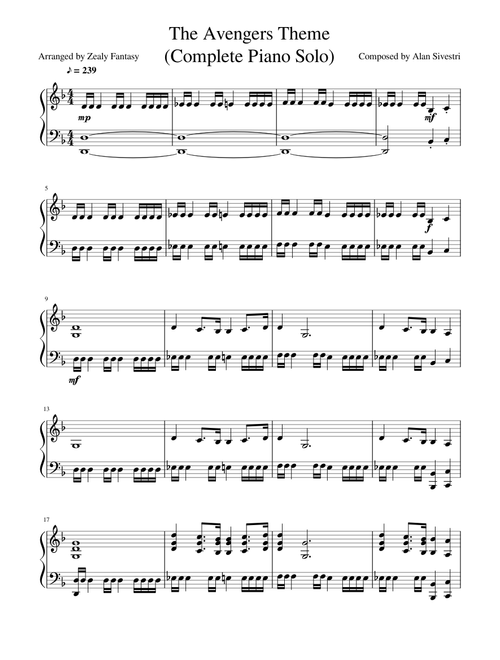 The Avengers Theme (Complete Piano Solo)