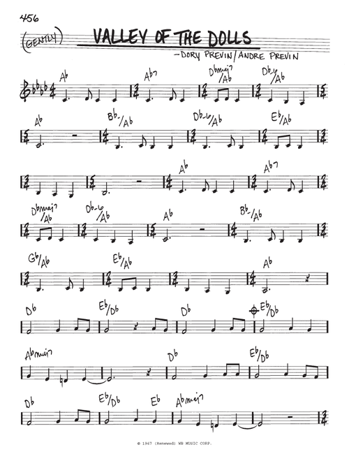 Valley Of The Dolls - kd lang (Real Book - Melody-Chords)