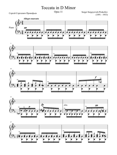 Toccata Opus 11 in D Minor