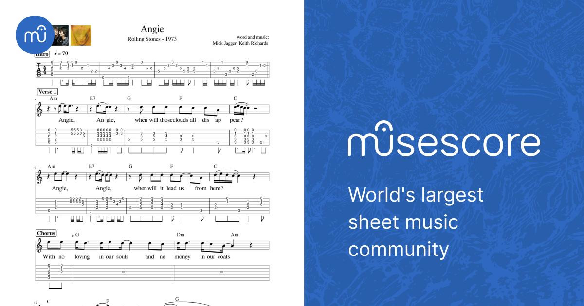 Angie – The Rolling Stones Sheet Music and Tab with Chords for