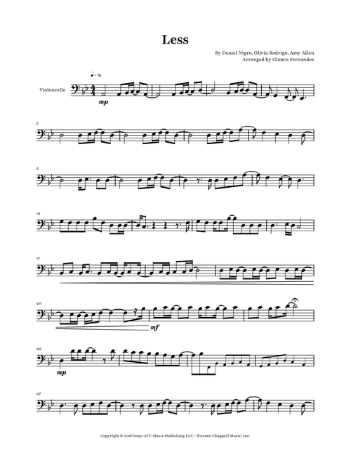 Less (Arr. Glauco Fernandes) - Olivia Rodrigo (Cello Solo)