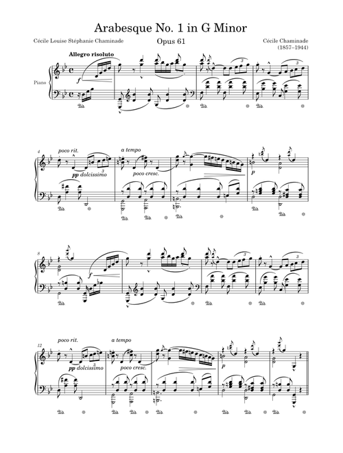 Arabesque Opus 61 in G Minor – Chaminade
