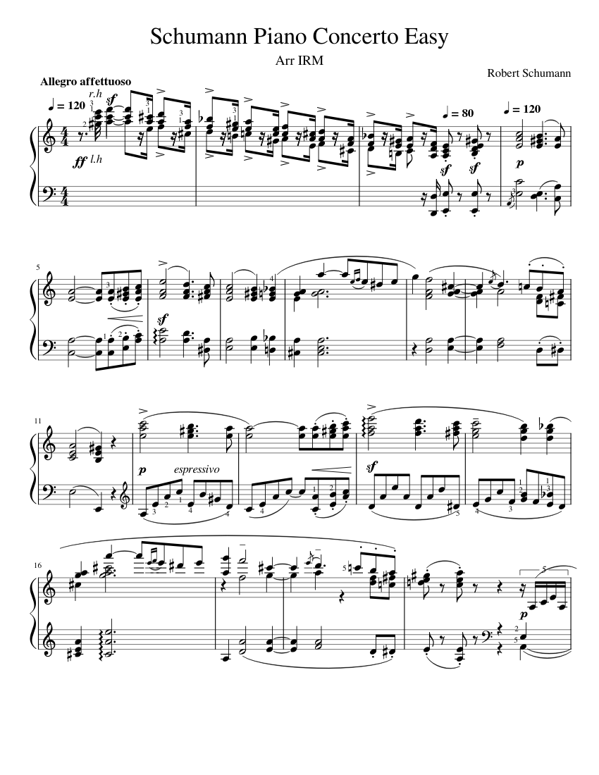 Schuman piano concerto 1st movement Easy – Robert Schumann