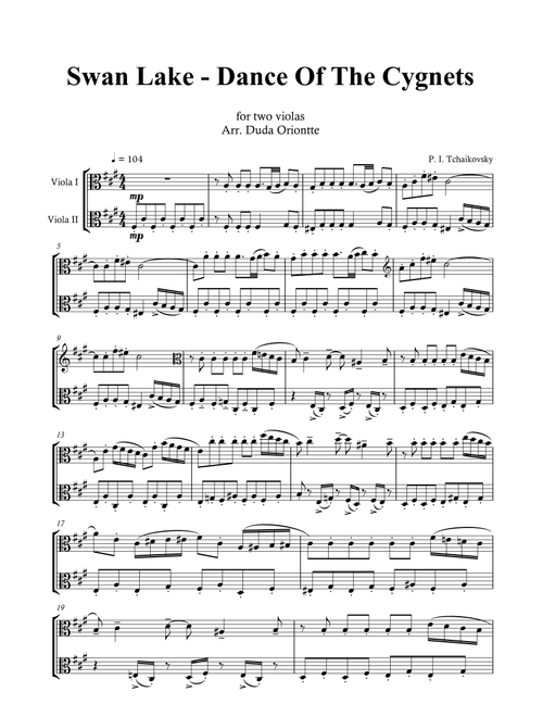Dance of the Cygnets (viola duet) Thaikovsky (Arr. Duda Oriontte) - Tchaikovsky (Viola Duet)