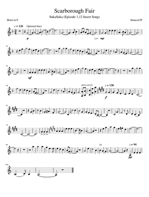 SukaSuka - Scarborough Fair (Horn in F)