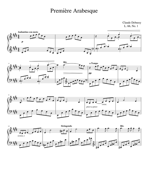 Debussy Première Arabesque, L. 66, No. 1