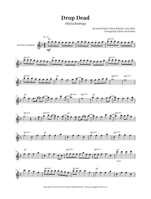 Drop Dead (Arr. Glauco Fernandes) - Olivia Rodrigo (Baritone Sax Solo)