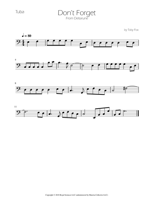 Don't Forget (Arr. Ygor Nunes Silva) - Toby Fox (Tuba Solo)