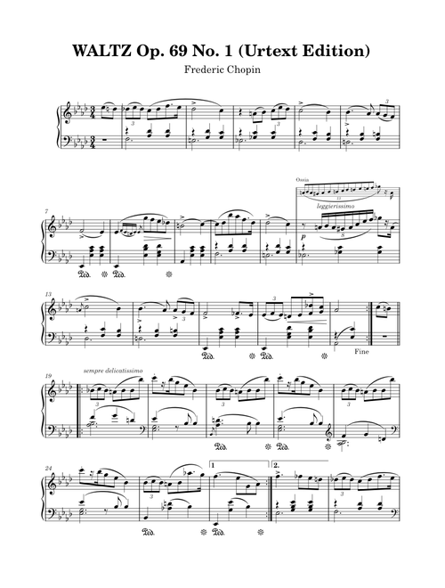 Frederic Chopin - Waltz Op. 69 No. 1 (Urtext Edition) (Rare)
