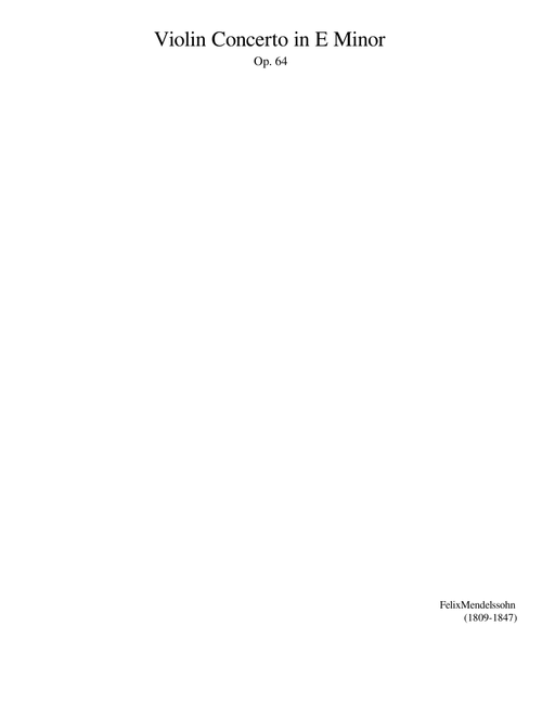 Violin Concerto in E Minor Op. 64