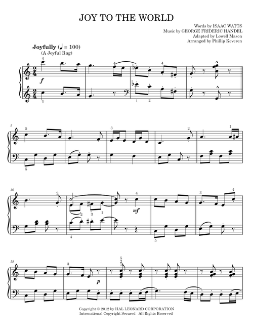 Joy to the World - Isaac Watts (Easy Piano)