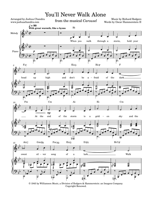 You'll Never Walk Alone (Arr. Joshua Chandra) - Andrea Bocelli (Piano Vocal)