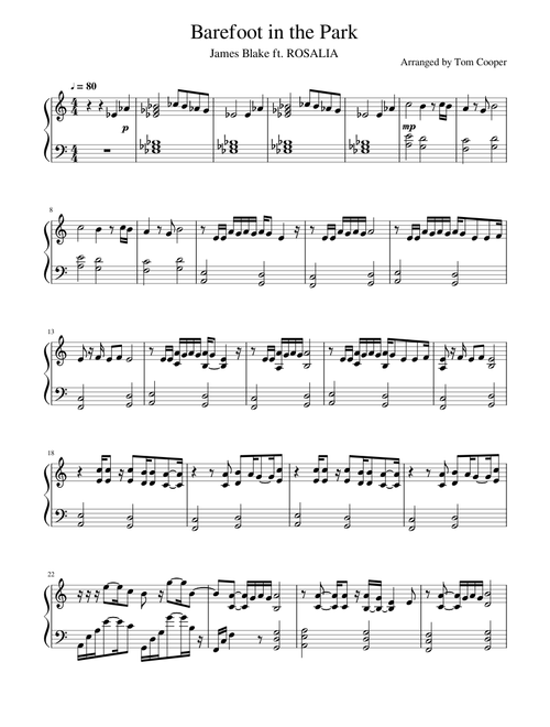 Barefoot in the Park - James Blake ft. ROSALIA (solo piano)