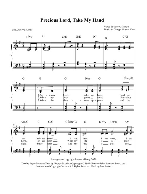Precious Lord Take My Hand (Arr. Leonora Hardy) - George Nelson Allen, Joyce Merman (Piano Vocal)