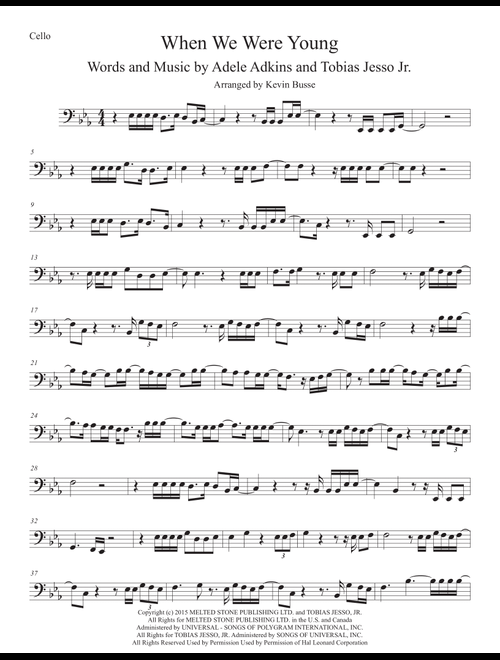 When We Were Young (Arr. Kevin Busse) - Adele (Cello Solo)