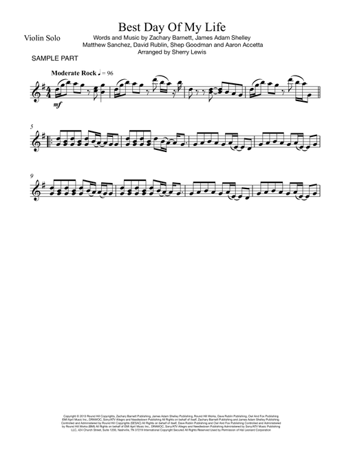 Best Day Of My Life (Arr. Sherry Lewis) - American Authors (Violin Solo)