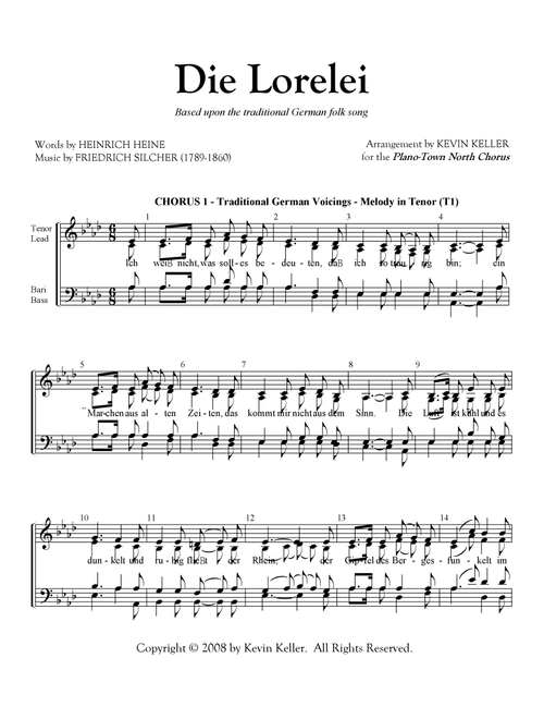 Die Lorelei (Arr. Kevin Keller) - Heinrich Heine, Friedrich Silcher (Choral, SATB)