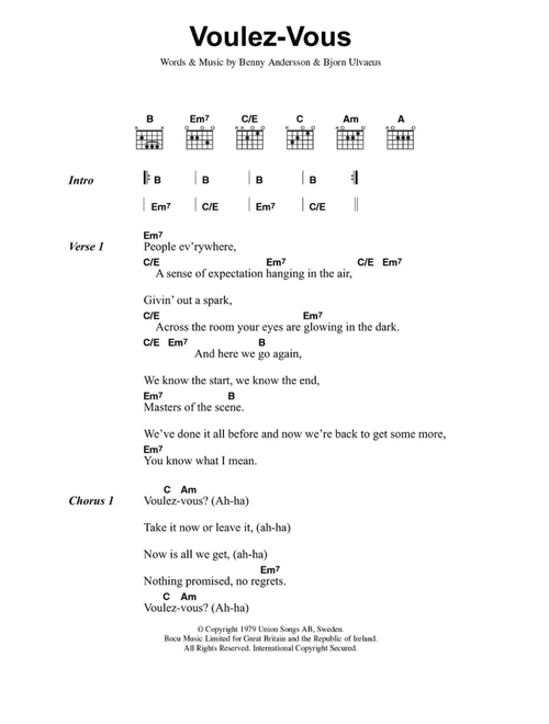 Voulez-Vous - ABBA (Guitar Chords-Lyrics)