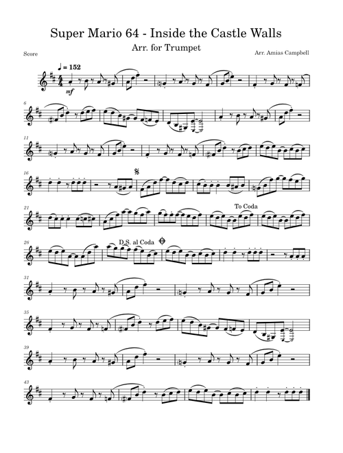 Super Mario 64 - Peach's Castle, Arr. for Trumpet