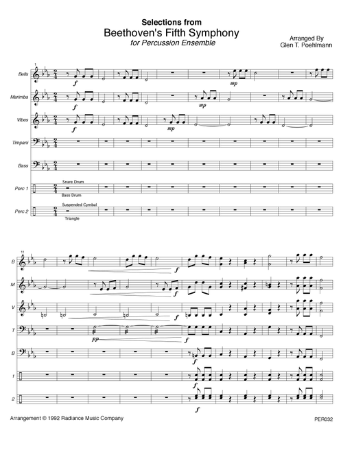 BEETHOVEN'S FIFTH SYMPHONY - Percussion Ensemble (Arr. Glen Poehlmann) - Ludwig van Beethoven (Percussion Ensemble)