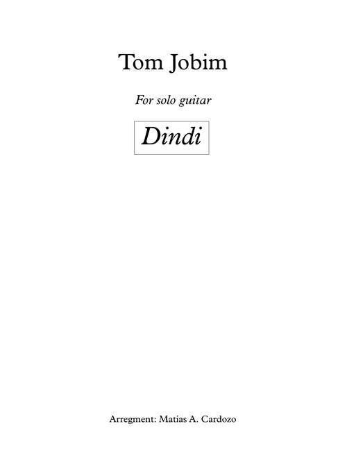 Dindi (Arr. Matías Cardozo) - Antonio Carlos Jobim, Aloysio De Oliveira (Guitar Tab)