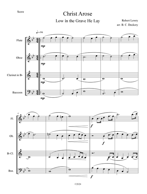 Christ Arose (Low in the Grave He Lay) for Woodwind Quartet (Arr. B. C. Dockery) - Robert Lowry (Woodwind Ensemble)