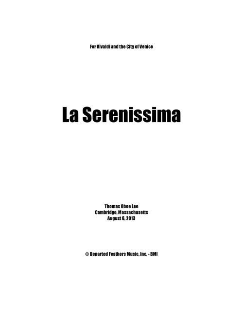 La Serenissima (2013) for ten wind instruments - Thomas Oboe Lee (Small Ensemble)