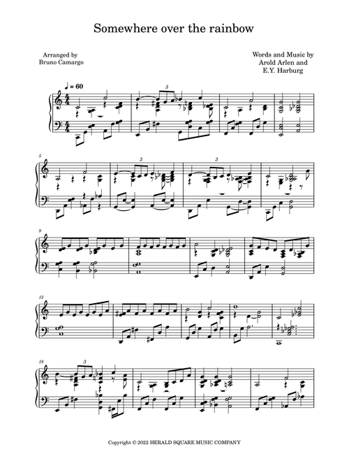 Somewhere Over The Rainbow/what A Wonderful World (Arr. Bruno Camargo) - E Y Harburg, George Weiss, Harold Arlen (Piano Solo)