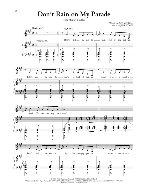 Don't Rain On My Parade (from Funny Girl) (ed. Richard Walters) - Jule Styne, Bob Merrill (Piano Vocal)